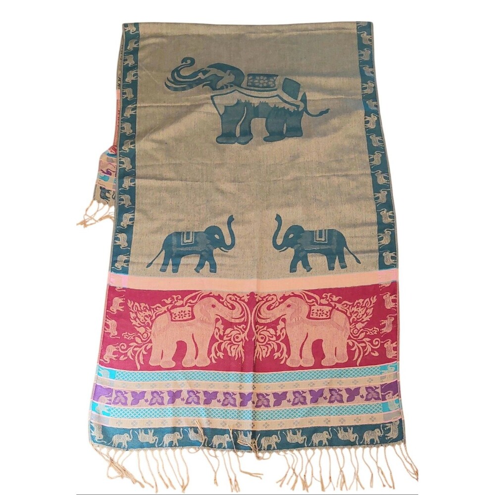 100 Percent Cashmere Pashmiina Elephant Scarf 68 In X 27 In Lightweight